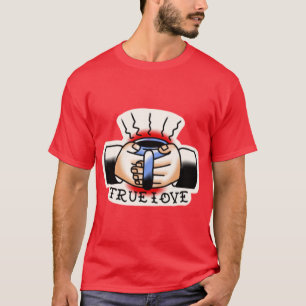 Camiseta tatuagem tradicional de café de amor verdadeiro