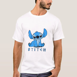 Camiseta Tatuagem Tribal Azul Alien - Stitch Polinésio Fofo