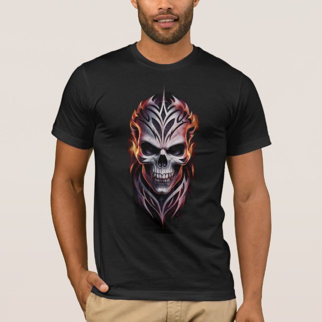 Camiseta Tatuagem Tribal de Fantasia Escura Vibrante - Desi (Frente)