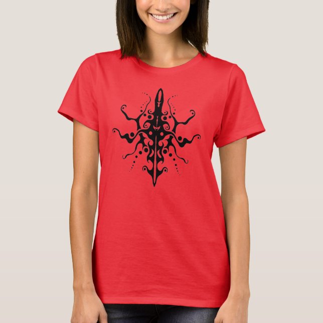 Camiseta Tatuagem Tribal de Máscara abstrato - preto (Frente)