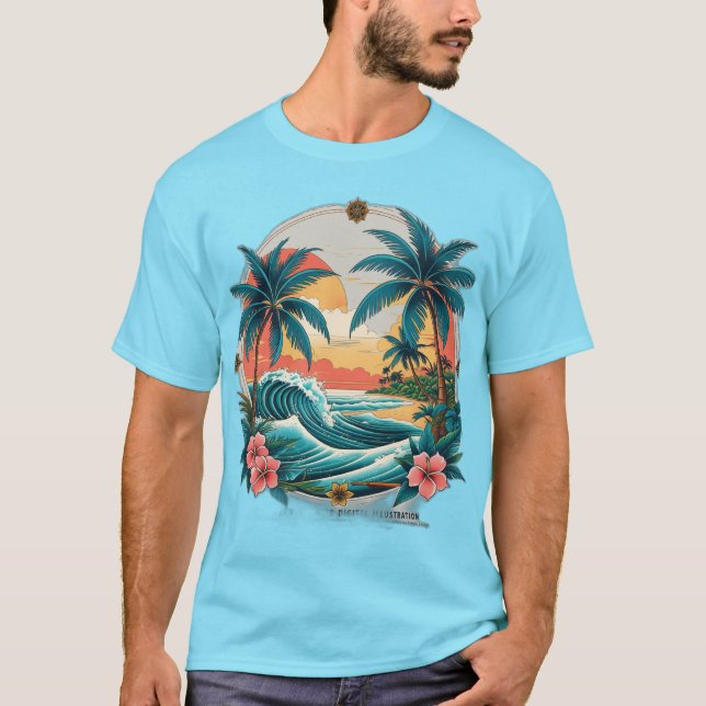 Camiseta Tatuagem Tropical - Sailor Jerry Inspirou Design (Frente)
