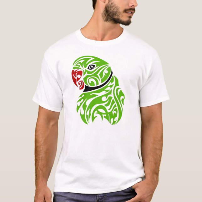 Camiseta Tatuagem verde do papagaio do ringneck (Frente)