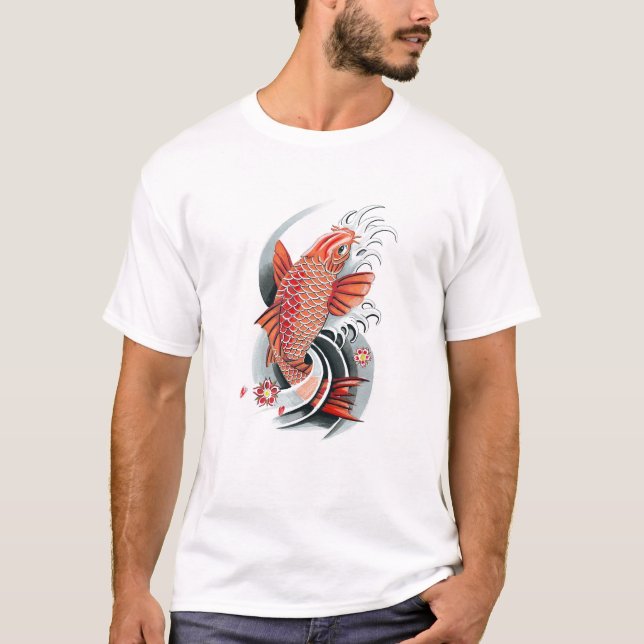 Camiseta Tatuagem vermelho japonês oriental legal dos (Frente)