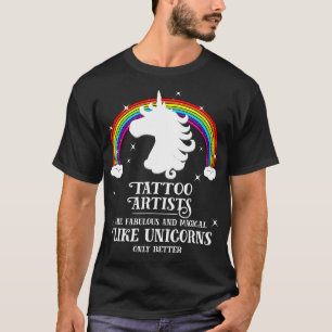 Camiseta Tatuagens Artistas São Mágicos Como Unicórnios Fun