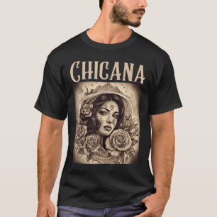 Camiseta Tatuagens do estilo Chicana Roubam Mulheres Mexica