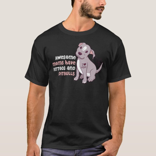 Camiseta Tatuagens Mães E Pitbulls Engraçados (Frente)