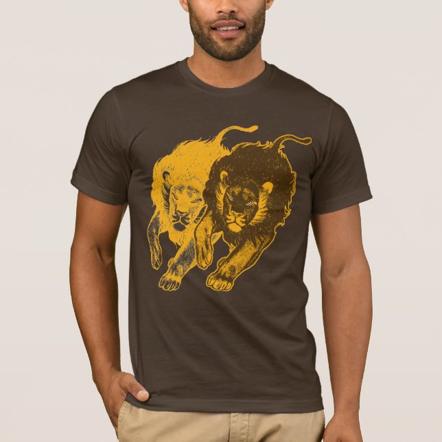 Camiseta Tau dobro do t-shirt dos leões (ouro) (Frente)