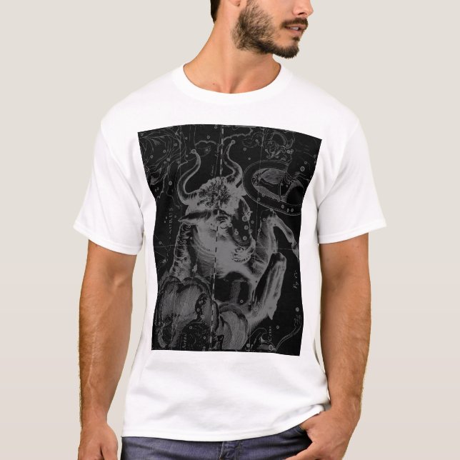 Camiseta Taurus Constelle Hevelius 1690 em preto (Frente)
