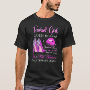 Camiseta Taurus Girl Birthday High Heels Lançando Lábios Zo