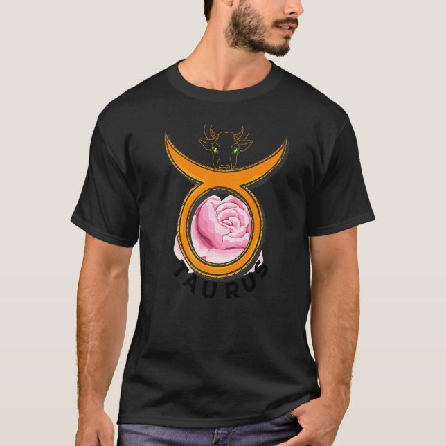 Camiseta Taurus, O Touro, Ainda Mais Gentil Como Rosa (Frente)