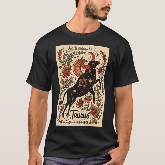 Camiseta Taurus - T-Shirt Celestial Zodiac Art (Frente)