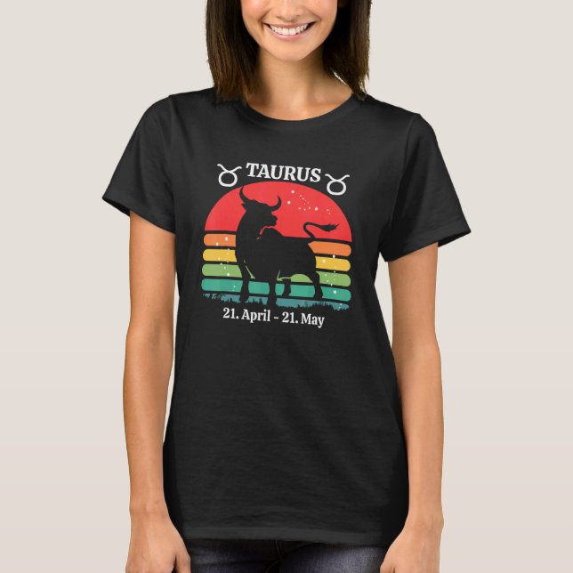 Camiseta Taurus Zodiac Retro Sunset 1 (Frente)