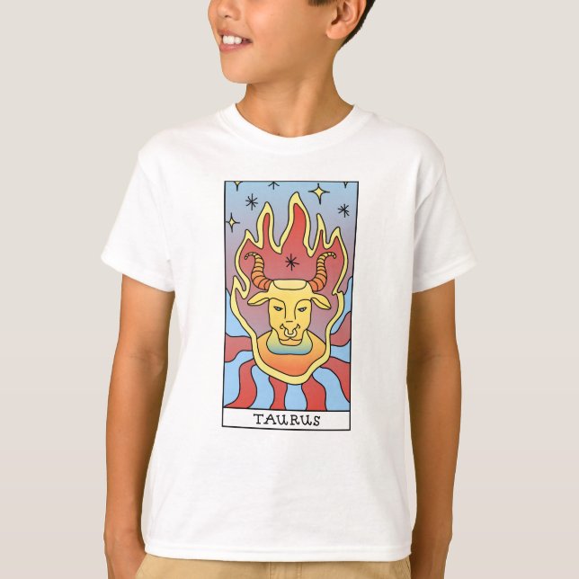 Camiseta Taurus Zodiac - Sinal Abstrato Art Vintage (Frente)