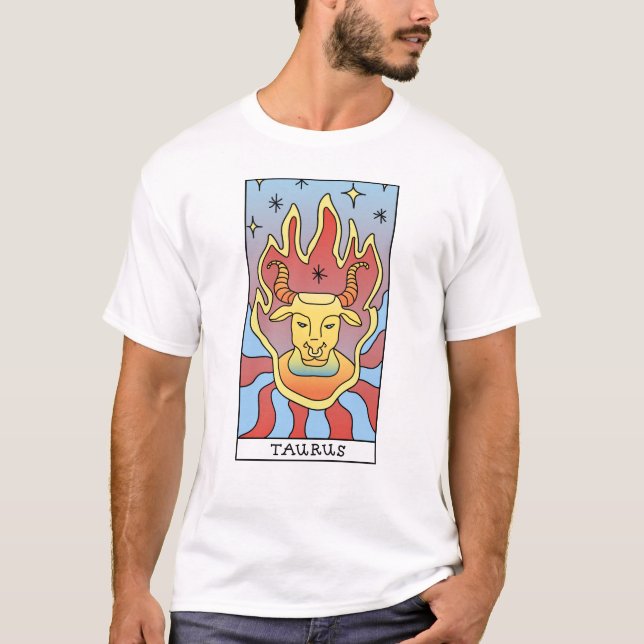 Camiseta Taurus Zodiac - Sinal Abstrato Art Vintage  (Frente)