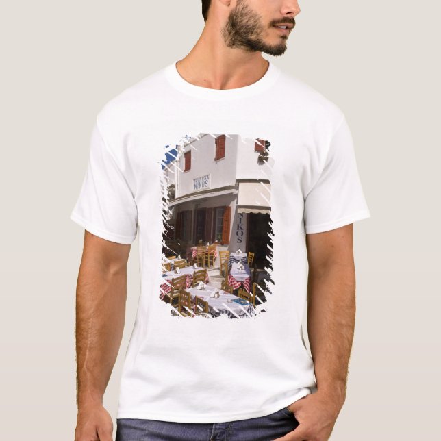 Camiseta Taverna Nikos, Mykonos, Ilhas Cyclades, Grécia (Frente)