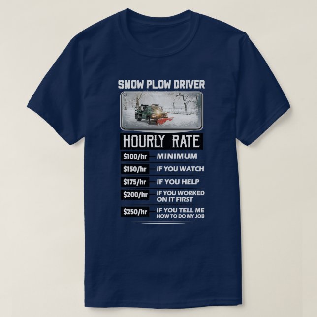 Camiseta Taxa Horária de Drivers de Fluxo de Neve (Frente do Design)