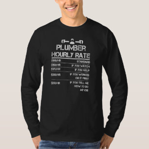 Camiseta Taxa horária de mão de obra do encanador de dia de