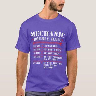 Camiseta Taxa horária de mecânico Carro engraçado Motocicle