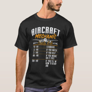 Camiseta Taxa horária de mecânico de aeronaves Aviões Mecân