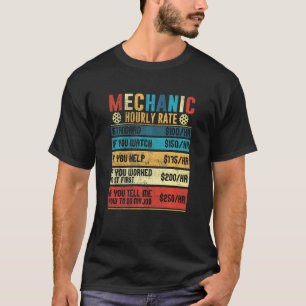 Camiseta Taxa horária de mecânico de garagem Tarifas de mão