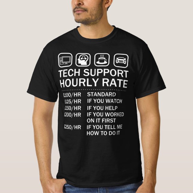 Camiseta Taxa horária de suporte técnico, Geek de reparo de (Frente)