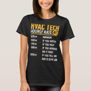 Camiseta Taxa horária de tecnologia HVAC - Técnico engraçad