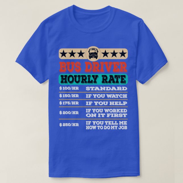 Camiseta Taxa horária de Utilidade de Mão de Obra Funny Bus (Frente do Design)