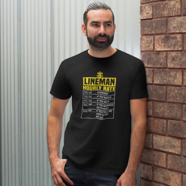Camiseta Taxa Horária do Funny Lineman (Funny Lineman Hourly Rate T-Shirt)