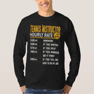 Camiseta Taxa horária do instrutor de tênis Instrutor de tr