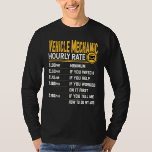 Camiseta Taxa horária do mecânico de veículos Técnico de m