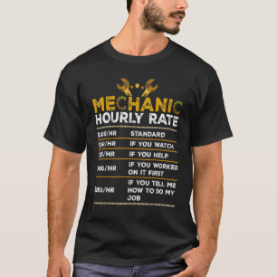 Camiseta Taxa horária do mecânico Taxas de mão de obra