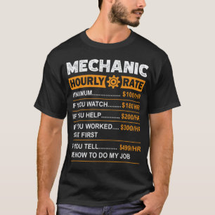 Camiseta Taxa horária do mecânico taxas de mão de obra sarc