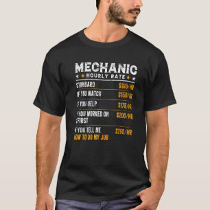 Camiseta Taxa horária do mecânico trabalhador mecânico