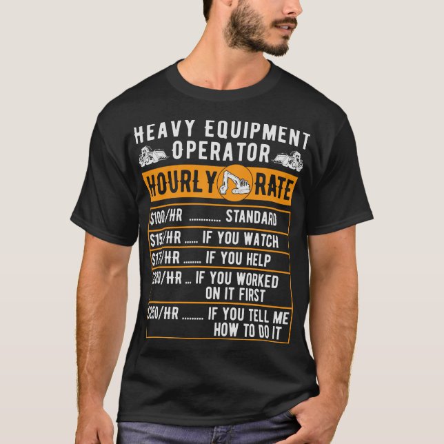 Camiseta Taxa horária do operador de equipamento pesado eng (Frente)