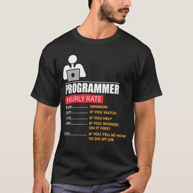 Camiseta Taxa horária do programador - salários engraçados (Frente)