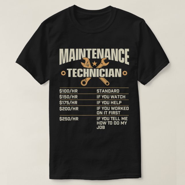 Camiseta Taxa Horária do Técnico de Manutenção - Handyman R (Frente do Design)