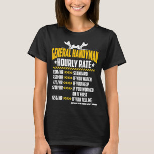 Camiseta Taxa Horária Geral do Handyman Mão de Obra Pessoal