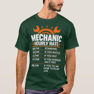 Camiseta Taxa Horária Mecânica Engraçada Taxa Horária Prese