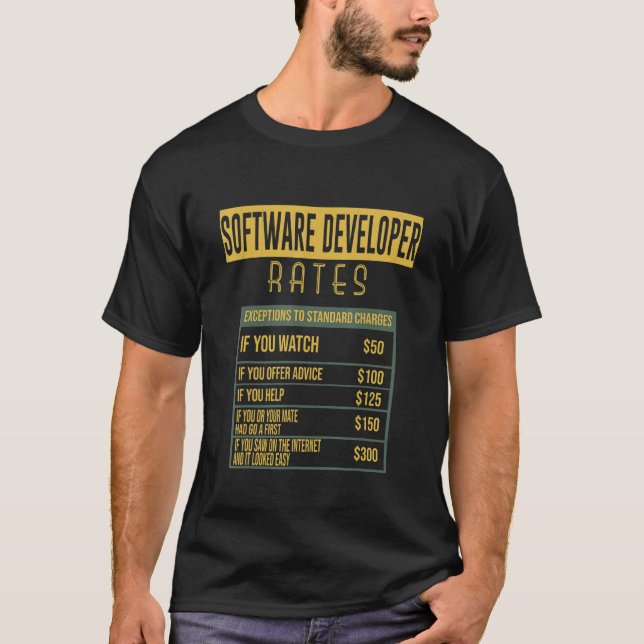 Camiseta Taxas de Desenvolvedor de Software Profissão Carre (Frente)