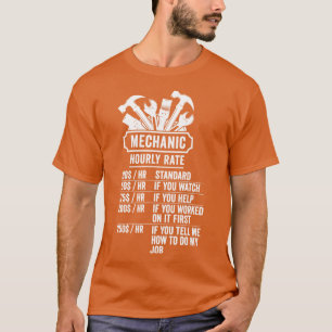 Camiseta Taxas de Mão de Obra Mecânica Engraçada Taxa Horár