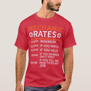 Camiseta Taxas de Mecânico de Oficina Mecânica de Carros