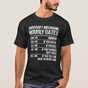 Camiseta Taxas Horárias de Mecânico de Aeronaves Consertam