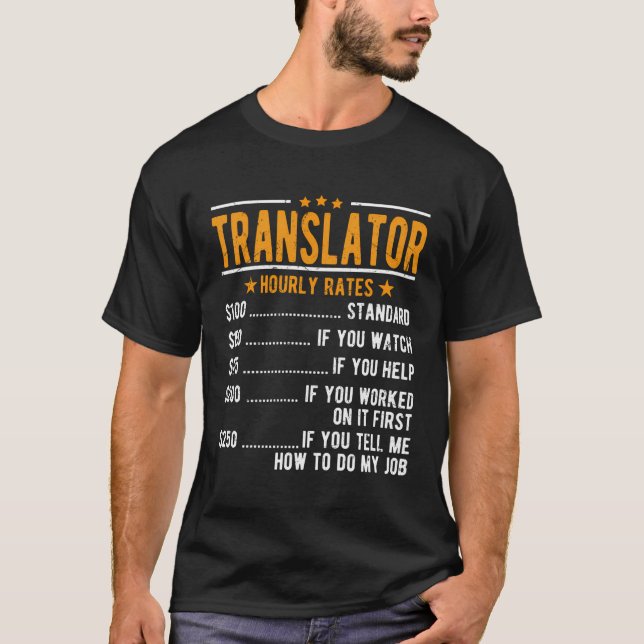 Camiseta Taxas horárias de tradutor (Frente)