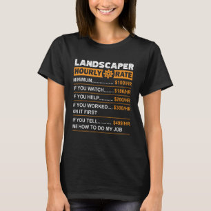 Camiseta Taxas Horárias do Landscaper Taxas de Trabalho Sar
