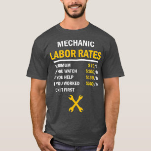 Camiseta Taxas Horárias Mecânicas Engraçadas Taxa Horária D