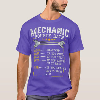 Camiseta Taxas Horárias Mecânicas Engraçadas Taxa Horária D