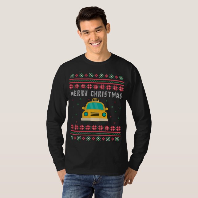 Camiseta Taxi Cab Ugly Christmas Sweater (Frente Completa)
