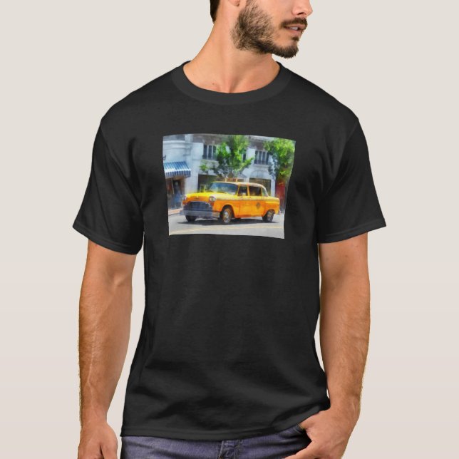 Camiseta Táxi Checkered do vintage (Frente)