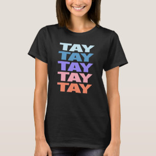Camiseta Tay de Texto Repetido Moderno