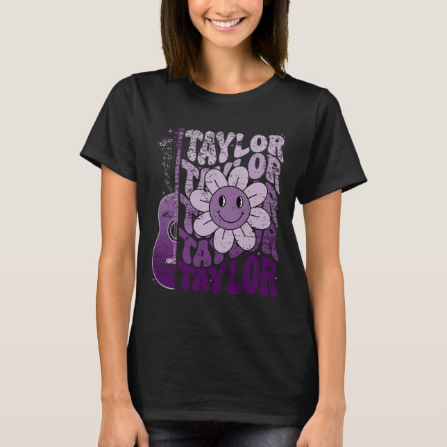 Camiseta Taylor First Name I Love Taylor Girl Groovy anos 8 (Frente)